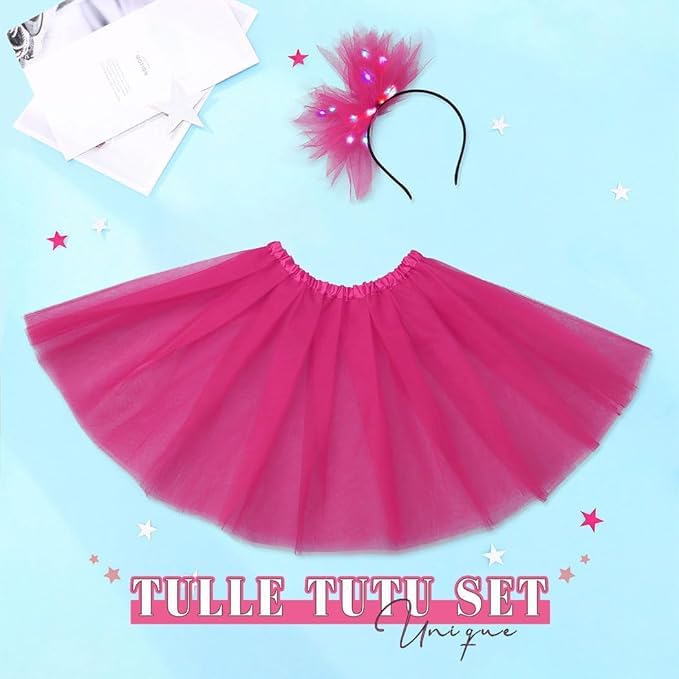 TWINKLEDE Women Tutu Skirt with Led Headband Classic 4 Layered Tutus Christmas Costume Skirts for Adult - Image 5